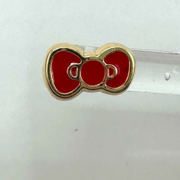 Hello Kitty Sanrio Jewelry Set Red Bow Stud Earrings Green Charm Bracelet Pink - Picture 12 of 15